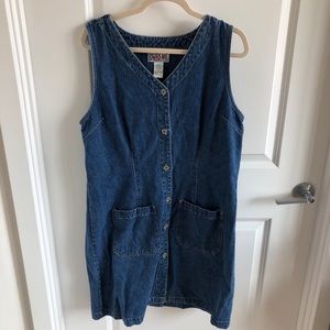 VINTAGE 90s BUTTON DOWN DENIM/JEAN DRESS LARGE